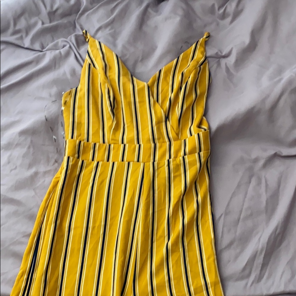 Yellow and navy stripped jumper from Q